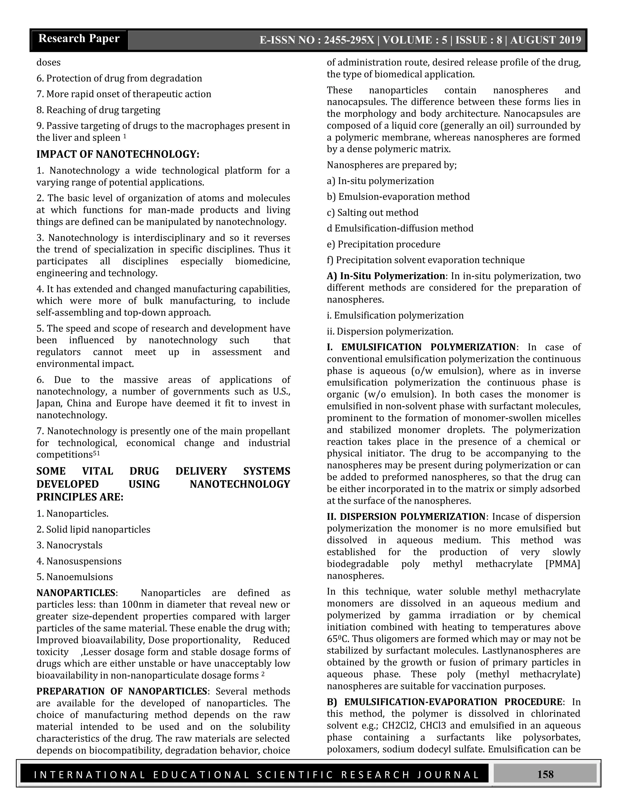 NANOTECHNOLOGY IN DEVELOPMENT OF DRUG DELIVERY SYSTEM | PDF