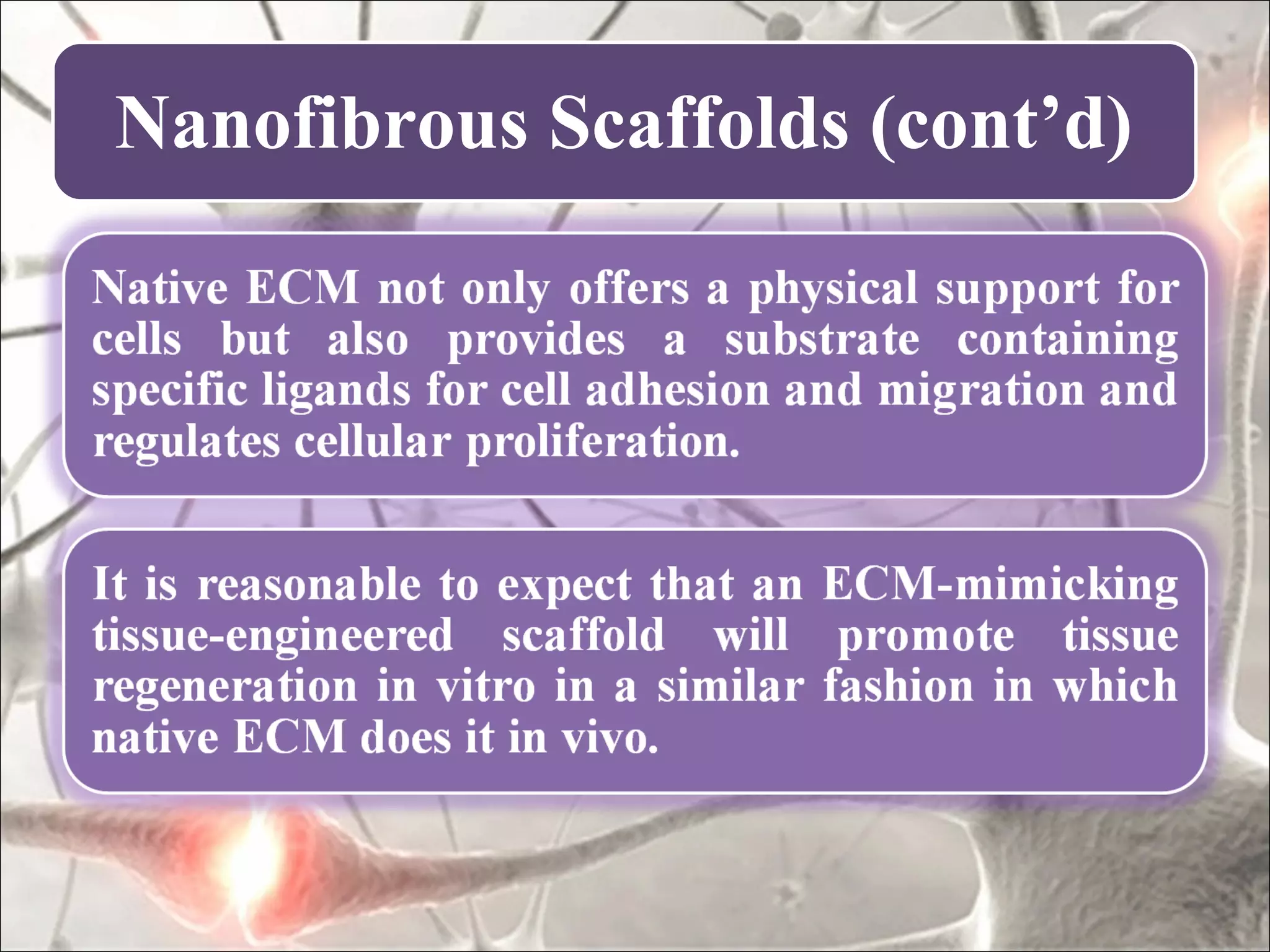 Nanofibrous Scaffolds (cont’d)
 