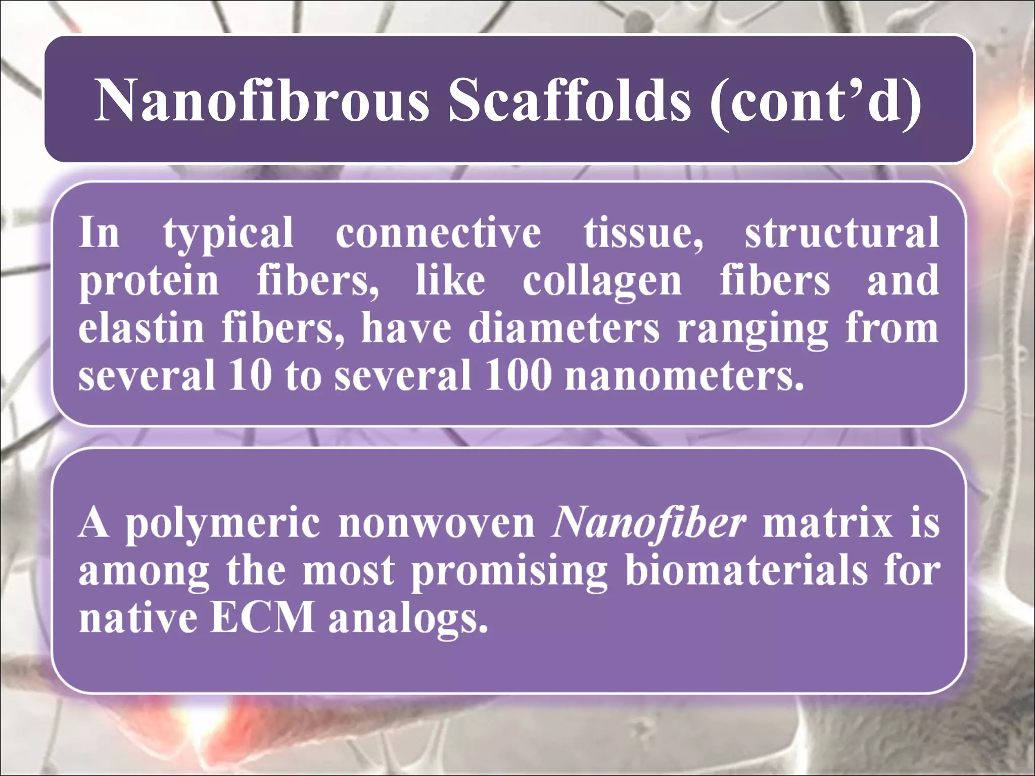 Nanofibrous Scaffolds (cont’d)
 