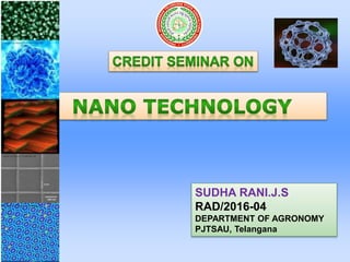 SUDHA RANI.J.S
RAD/2016-04
DEPARTMENT OF AGRONOMY
PJTSAU, Telangana
 