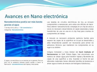 Avances en Nano electrónica