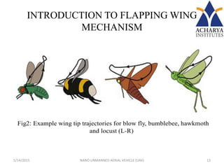 INTRODUCTION TO FLAPPING WING
MECHANISM
5/14/2015 NANO UNMANNED AERIAL VEHICLE (UAV) 13
 
