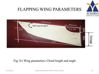 FLAPPING WING PARAMETERS
5/14/2015 NANO UNMANNED AERIAL VEHICLE (UAV) 22
 