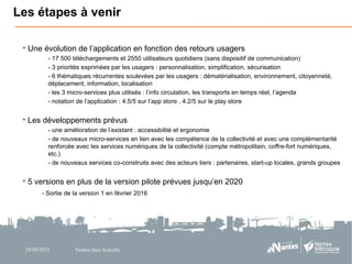 28/09/2015 Nantes dans la poche

Une évolution de l’application en fonction des retours usagers
- 17 500 téléchargements ...