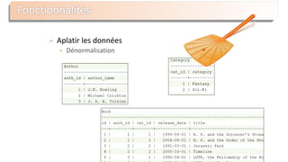 Aplatir les données
 Dénormalisation
 