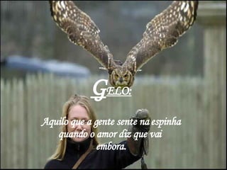 G ELO: Aquilo que a gente sente na espinha  quando o amor diz que vai  embora. 