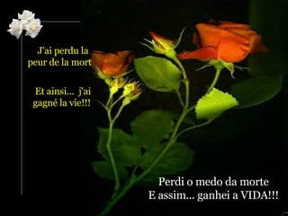 J'ai perdu la peur de la mort  Et ainsi...  j'ai gagné la vie!!!   Perdi o medo da morte  E assim... ganhei a VIDA!!!   