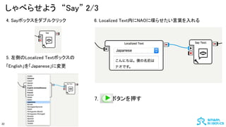 ٤餻褦 Say 2/3
22
4. Sayܥå֥륯å
5. ȤLocalized Textܥå
EnglishJapaneseˉ
6. Localized TextڤNAO੤餻~
7. ܥѺ
 