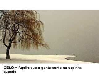 GELO = Aquilo que a gente sente na espinha
quando

 