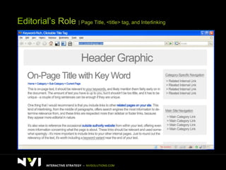 Editorial’s  Role  | Page Title, <title> tag, and Interlinking INTERACTIVE STRATEGY  –  NVISOLUTIONS.COM 