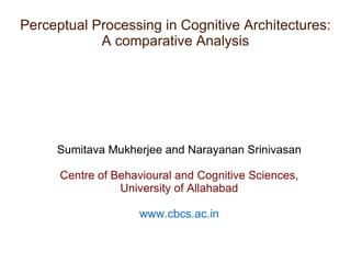 Perceptual Processing in Cognitive Architectures: A comparative Analysis ,[object Object],[object Object],[object Object],[object Object]