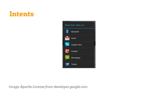 Intents
Image: Apache License from developer.google.com
 