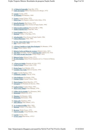 Feijão Tropeiro Música: Resultados da pesquisa Nação Zumbi                   Page 9 of 18



    06. A Tábua de Esmeralda (Jorge Ben, 1972)
    07. Clube da Esquina (Milton Nascimento & Lô Borges, 1972)

    08. Cartola (Cartola, 1976)
    09. Os Mutantes (Os Mutantes, 1968)

    10. Transa (Caetano Veloso, 1972)
    11. Elis & Tom (Elis Regina e Antônio Carlos Jobim, 1974)

    12. Krig-Ha Bandolo (Raul Seixas, 1973)
    13. Da Lama ao Caos (Chico Science & Nação Zumbi, 1994)

    14. Sobrevivendo no Inferno (Racionais MC’s, 1998)
    15. Samba Esquema Novo (Jorge Ben, 1963)

    16. Fruto Proibido (Rita Lee, 1975)
    17. Racional Volume 1 (Tim Maia, 1975)

    18. Afrociberdelia (Chico Science & Nação Zumbi, 1996)
    19. Cabeça Dinossauro (Titãs, 1986)

    20. Fa-Tal - Gal a Todo Vapor (Gal Costa, 1971)
    21. Dois (Legião Urbana, 1986)

    22. A Divina Comédia ou Ando Meio Desligado (Os Mutantes, 1970)
    23. Coisas (Moacir Santos, 1965)

    24. Roberto Carlos em Ritmo de Aventura (Roberto Carlos, 1967)
    25. Tim Maia (Tim Maia, 1970) 26. Expresso 2222 (Gilberto Gil, 1972)
    27. Nós vamos Invadir Sua Praia (Ultraje a Rigor, 1985)

    28. Roberto Carlos (Roberto Carlos, 1971)
    29. Os Afro-Sambas (Baden Powell, Quarteto em Cy e Vinícius de Moraes,
    1966)

    30. A Dança da Solidão (Paulinho da Viola, 1972)
    31. Carlos, Erasmo (Erasmo Carlos, 1970)

    32. Pérola Negra (Luis Melodia, 1973)
    33. Caymmi e Seu Violão (Dorival Caymmi, 1959)

    34. Loki? (Arnaldo Baptista, 1974)
    35. Estudando o Samba (Tom Zé, 1976)

    36. Falso Brilhante (Elis Regina, 1976)
    37. Caetano Veloso (Caetano Veloso, 1968)

    38. Maria Fumaça (Banda Black Rio, 1977)
    39. Selvagem? (Os Paralamas do Sucesso, 1986)

    40. Legião Urbana (Legião Urbana, 1985)
    41. Meus Caros Amigos (Chico Buarque, 1976)

    42. O Bloco do Eu Sozinho (Los Hermanos, 2001)
    43. Refazenda (Gilberto Gil, 1975)

    44. Mutantes (Os Mutantes, 1969)
    45. Raimundos (Raimundos, 1994)

    46. Chaos A.D. (Sepultura, 1993)
    47. João Gilberto (João Gilberto, 1973)

    48. As Aventuras da Blitz (Blitz, 1982)
    49. Racional Volume 2 (Tim Maia, 1976)

    50. Revolver (Walter Franco, 1975)
    51. Clara Crocodilo (Arrigo Barnabé, 1980)

    52. Cartola (Cartola, 1974)
    53. O Novo Aeon (Raul Seixas, 1975) 5




http://feijaotropeiro.blogspot.com/search?q=Na%C3%A7%C3%A3o+Zumbi             15/10/2010
 