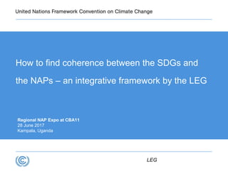 How to find coherence between the SDGs and
the NAPs – an integrative framework by the LEG
Regional NAP Expo at CBA11
28 June 2017
Kampala, Uganda
LEG
 
