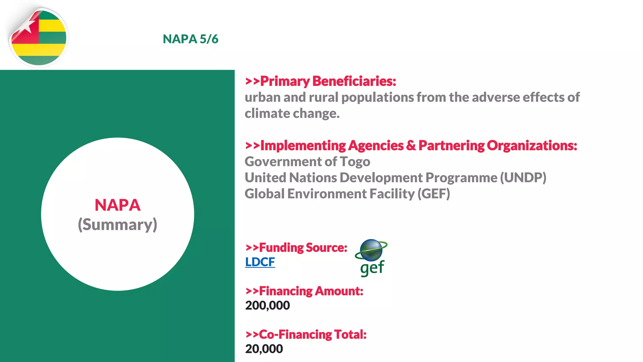 National Adaptation Plan for Actions(NAPA) And The National Appropriate ...