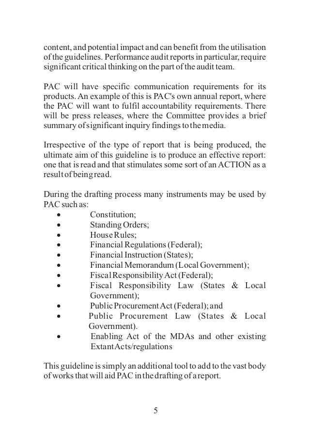 letter management audit example Report NAPAC Writing Handbook