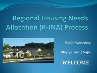 Public Workshop

May 30, 2012 | Napa


WELCOME!
 