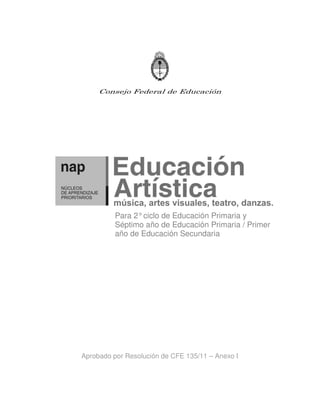 Consejo Federal de Educación
Aprobado por Resolución de CFE 135/11 – Anexo I
Para 2°ciclo de Educación Primaria y
Séptimo año de Educación Primaria / Primer
año de Educación Secundaria
 