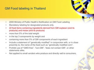 Examples of GM food labelling in
Thailand
 