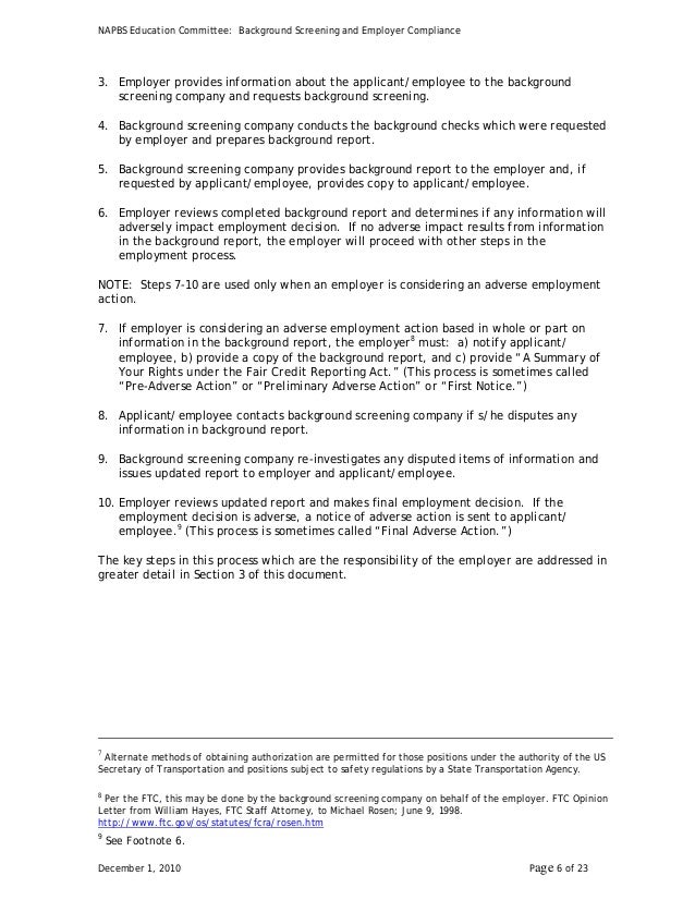 Background Screening and Employer pliance with the FCRA Background Screening and Employer pliance with the FCRA