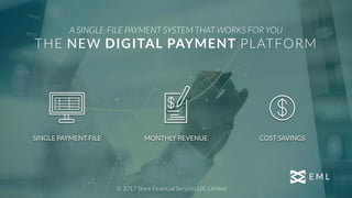 SINGLE PAYMENT FILE MONTHLY REVENUE COST SAVINGS
A SINGLE-FILE PAYMENT SYSTEM THAT WORKS FOR YOU
THE NEW DIGITAL PAYMENT PLATFORM
© 2017 Store Financial Services UK, Limited
 