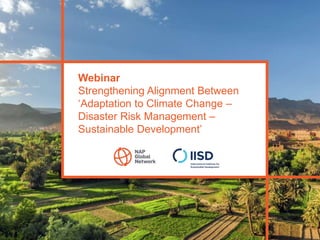 Webinar
Strengthening Alignment Between
‘Adaptation to Climate Change –
Disaster Risk Management –
Sustainable Development’
 