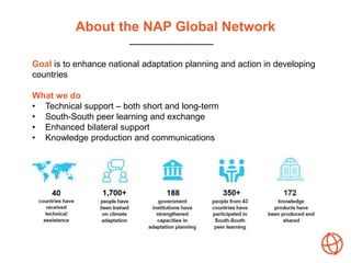 About the NAP Global Network
Goal is to enhance national adaptation planning and action in developing
countries
What we do...