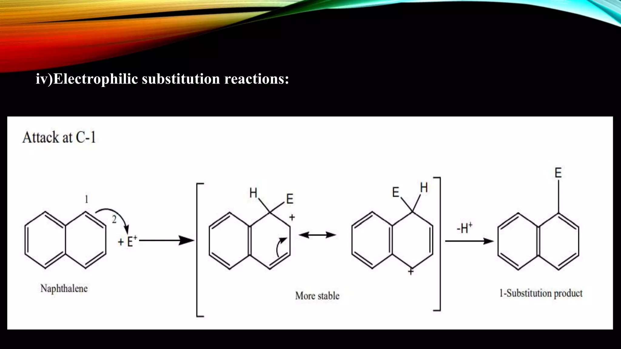 iv)Electrophilic substitution reactions:
 