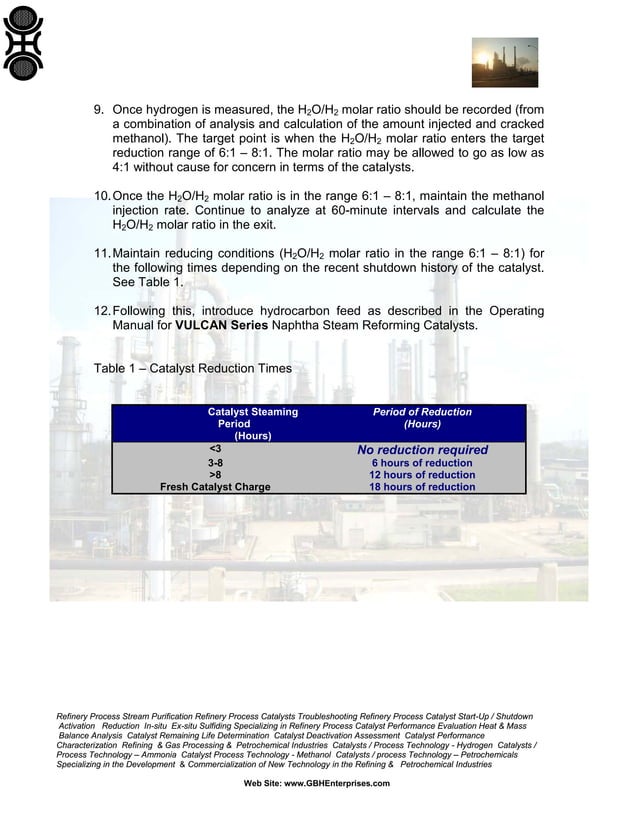 Naphtha Steam Reforming Catalyst Reduction with Methanol