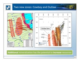 Two new zones: Cowboy and Outlaw




Additional mineralization has the potential to increase resources
                                                                    16
 