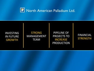 INVESTING     STRONG      PIPELINE OF
IN FUTURE   MANAGEMENT   PROJECTS TO    FINANCIAL
 GROWTH        TEAM        INCREASE     STRENGTH
                         PRODUCTION
 