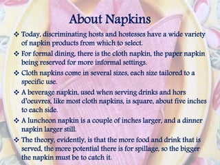 Five Uses of Dinner Napkins