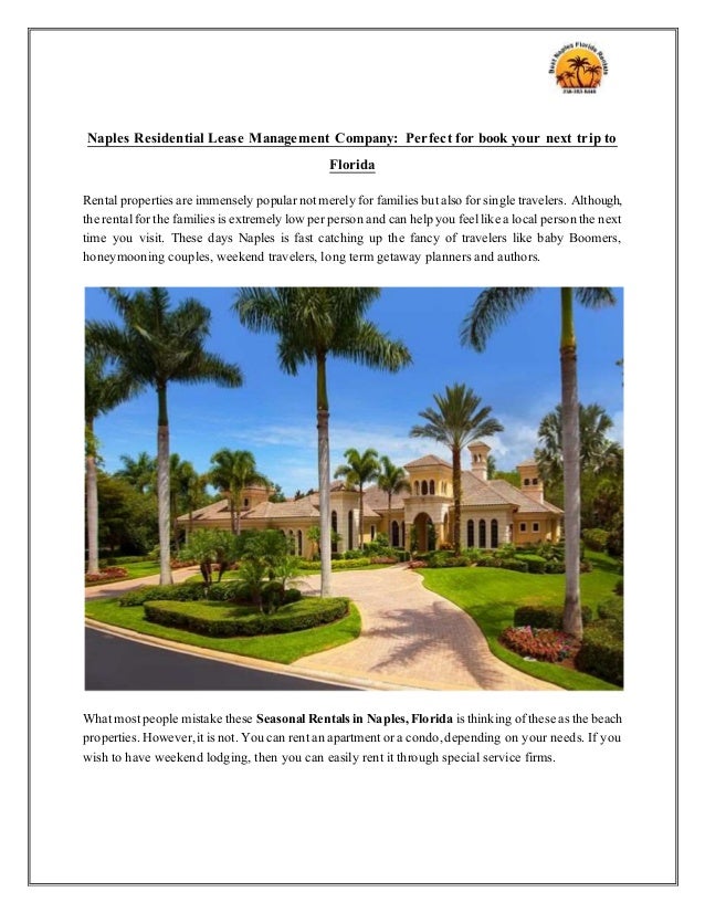 Naples Residential Lease Management Company Perfect for book your next