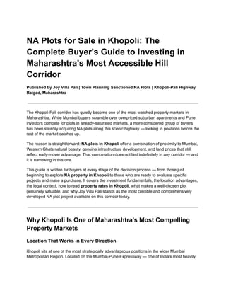 Complete Buyer's Guide to NA Plots in Khopoli, Maharashtra | PDF