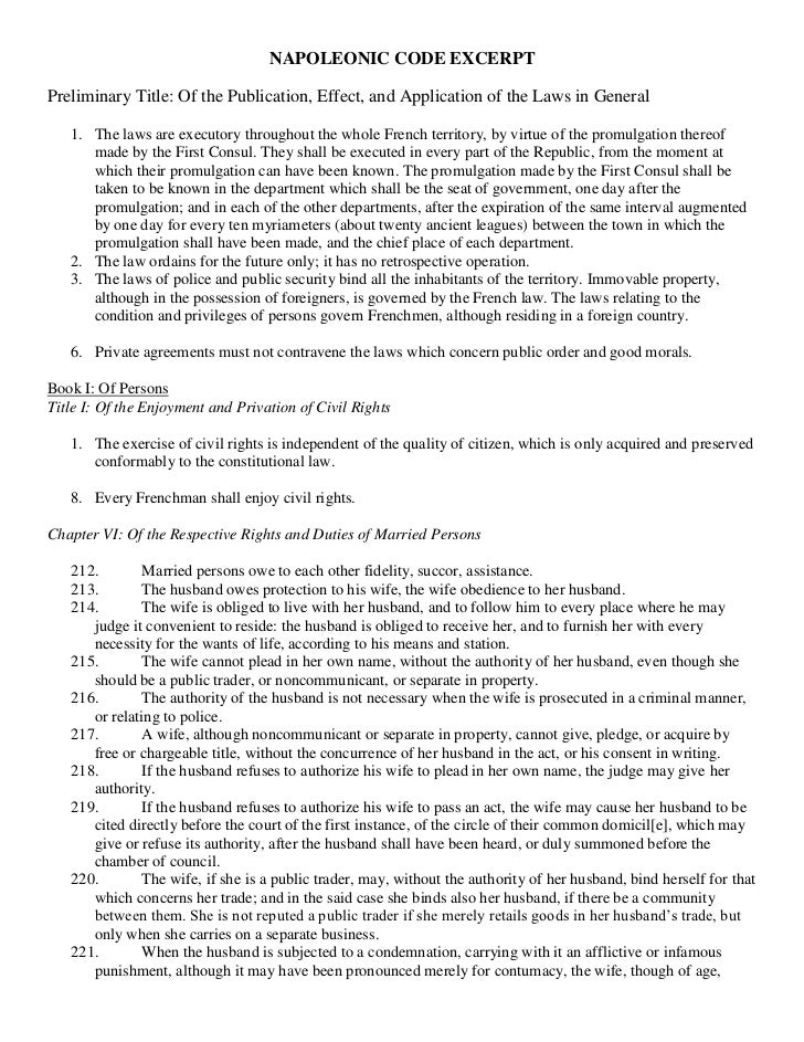 Napoleonic code excerpt