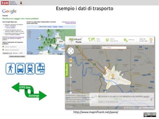 Esempio i dati di trasporto
http://www.mapnificent.net/pavia/
 