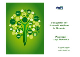Pina Nappi
Arpa Piemonte
1° Convegno Nazionale
Un Bosco in città
Torino, 2 dicembre 2015
Uno sguardo allo
Stato dell’Ambiente
in Piemonte
 