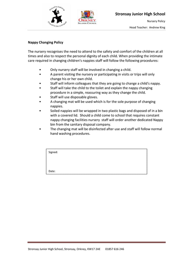 Nappy changing policy nursery PDF