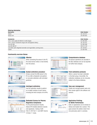 133METTLER TOLEDO USA
Biopharma
Chemical
Food  Bev.
Wastewater
Ordering Information
Description Order Number
iSense 30 130 614
iSense CFR 30 283 620
Accessories Order Number
iLink-1-wire (cable DS AK9-RJ12 with dongle) 52 300 383
iLink-1-wire BT (Bluetooth dongle with rechargeable battery) 30 126 791
iLink-RS 485 52 300 399
iLink-RS 485 VP 30 014 134
iLink Multi (with integrated barometer and hygrometer) (coming soon) 30 130 631
CalBox 52 300 400
iMonitor
When connecting the sensor to the PC,
the actual sensor status is read directly
from the sensor.
Guided calibration procedure
Simply connect the ISM sensor to the
PC via USB or Bluetooth and perform
an accurate calibration with animated
guidance.
Intelligent calibration
Use the calibration results to perform
an in-depth analysis of each sensor
including the trend analysis of its KPIs.
Dedicated Version for Pharma
Regulatory Compliance
For the pharmaceutical industry
iSense CFR enables electronic records
and signatures, making it both
FDA 21 CFR Part 11 and GMP Volume
4 Annex 11 ready.
Comprehensive database
All sensors operations are recorded in
the SQL database and can be exported
for further trend analysis.
Field calibration protocols
When a sensor has been calibrated
in the field using a transmitter, the
calibration database can be manually
added to the iSense database.
Easy user management
Create and manage several users and
their access rights to the software and
sensors.
Application Profiling
for Better Performance
Data on applications can be stored on
iSense and loaded into a sensor. This
gives sensors the ability to learn from
one previously used in a process.
Functionality overview iSense
 