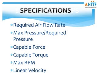 Required Air Flow Rate
Max Pressure/Required
Pressure
Capable Force
Capable Torque
Max RPM
Linear Velocity
S PS
 