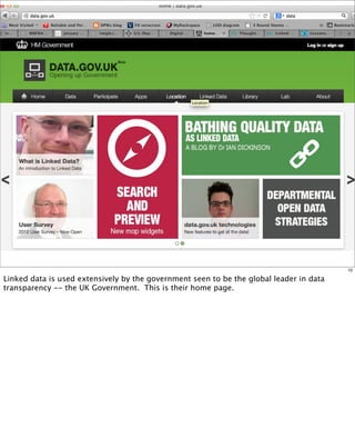 10

Linked data is used extensively by the government seen to be the global leader in data
transparency -- the UK Government. This is their home page.
 