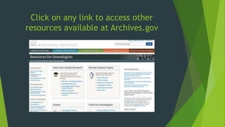 Click on any link to access other
resources available at Archives.gov
 