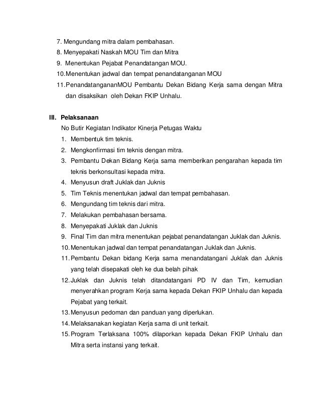 SOP bidang kerjasama