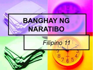 Filipino 11
BANGHAY NG
NARATIBO
 
