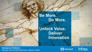 Narayanan Chathanur
Director, API and Microservices, Infosys Limited
Be More.
Do More.
Unlock Value.
Deliver
Innovation
 