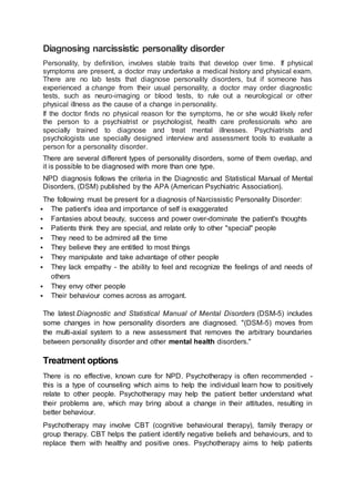 Narcissistic Personality Disorder (NPD). By Theresa Lowry-Lehnen ...