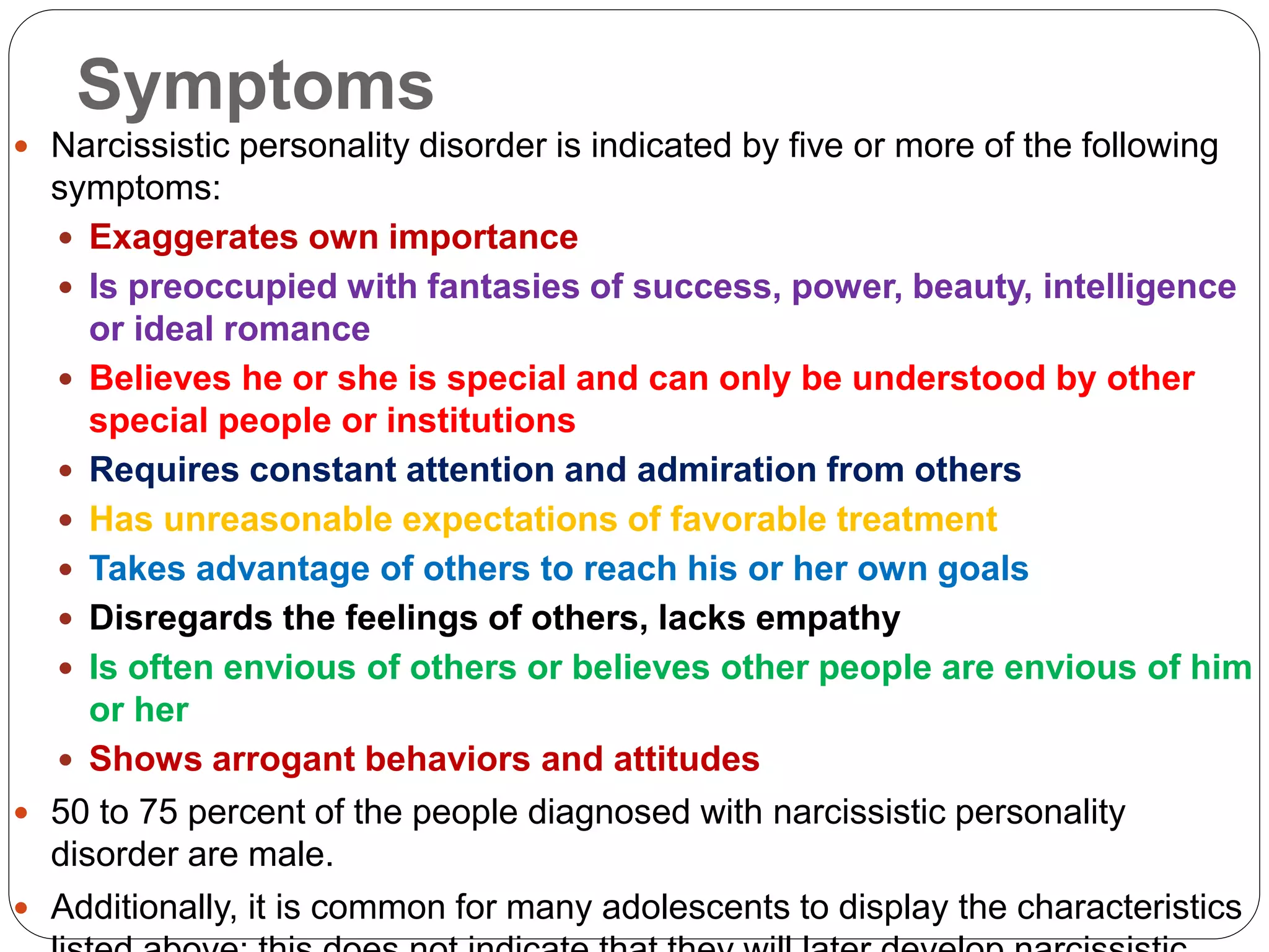 Narcissistic personality disorder | PPTX