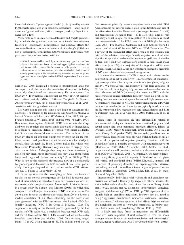 Narcissistic personality disorder case study