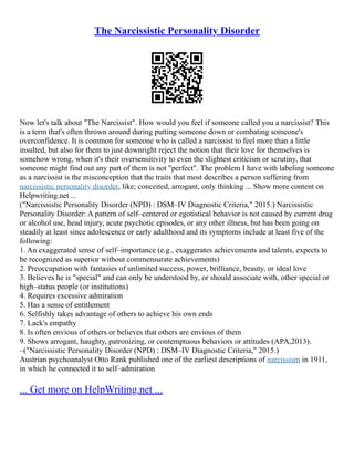 Narcissistic Personality Disorder ( Npd ) | PDF