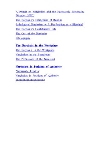 Pathological narcissism abuse